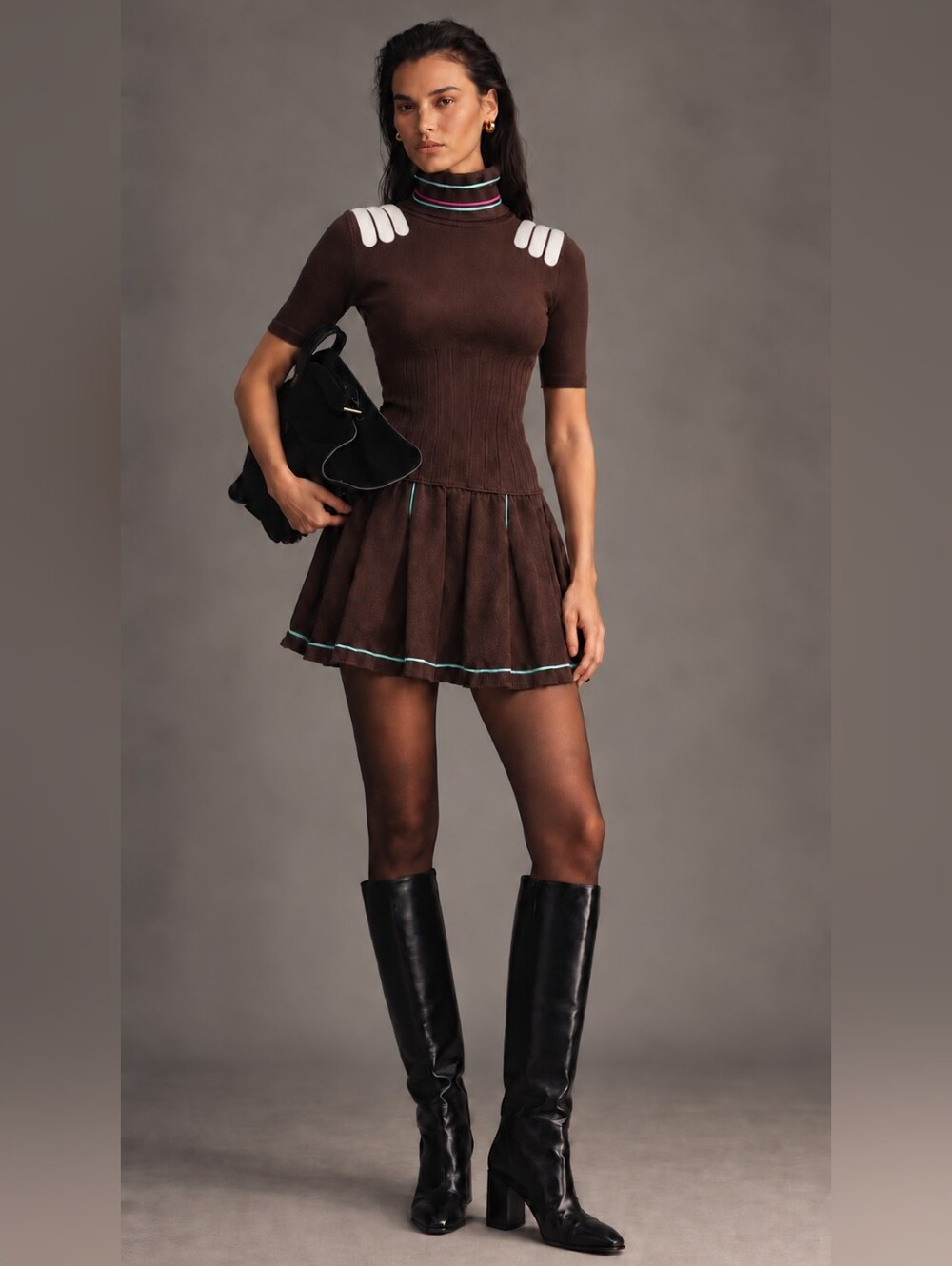 Vintage Antonio Berardi Brown Knit Mini Dress S